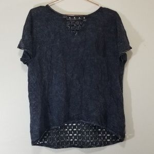 Bashara lesser black eyelet back top (c)
